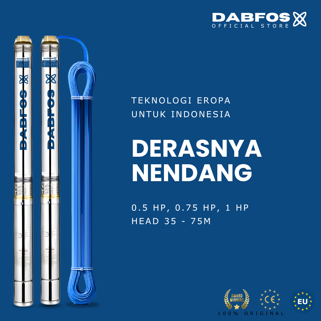 Pompa Satelit Dabfos 3 Inch 0.5 HP, 0.75 HP, 1 HP / 1/2 HP, 1/4 HP, 1 HP– Submersible / Sible Berkua
