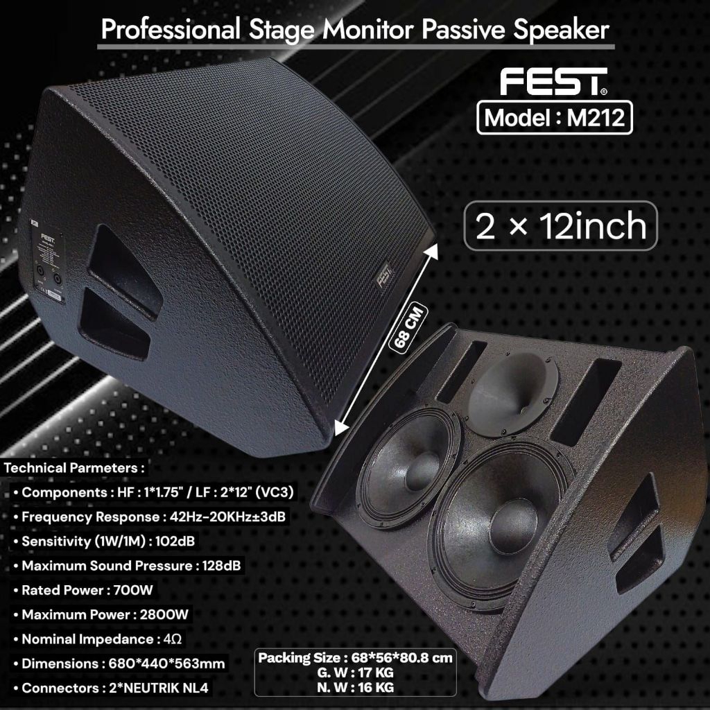SPEAKER MONITOR PANGGUNG PASIF FEST MODEL M212 2 X 12 INCH