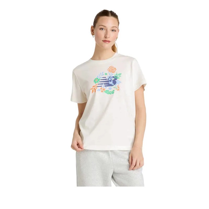 Baju Kaos Wanita New Balance Flower Graphic Putih Original