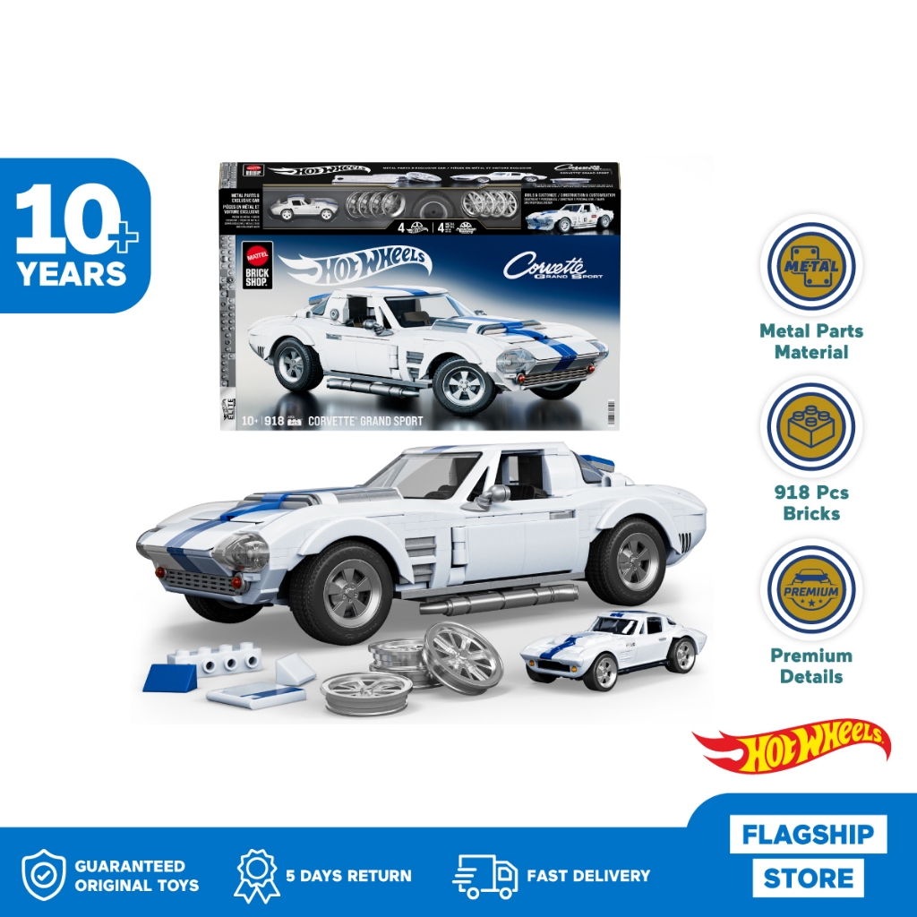 Mattel Brick Shop Hot Wheels Corvette Grand Sport - Mainan Balok Susun