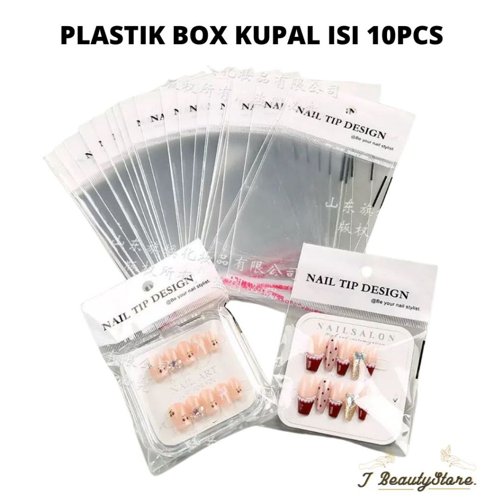 Plastik Kemasan Nail Art / Plastik Box Kuku Palsu Isi 10pcs / TIDAK BISA CUSTOM NAMA