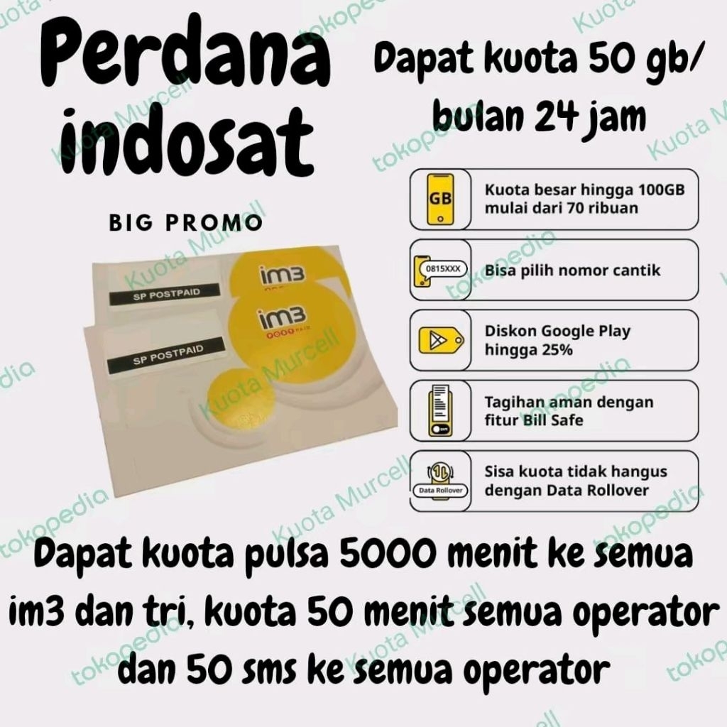 PROMO TERBATAS PERDANA INTERNET 1.200GB 24 BULAN INDOSAT IM3 PLATINUM