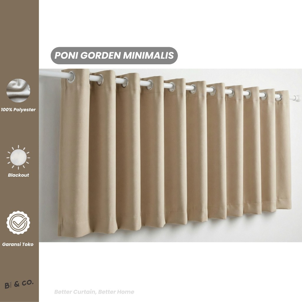 Gorden Poni Bahan Blackout Minimalis 6 dan 12 Gelombang Pemanis tampilan