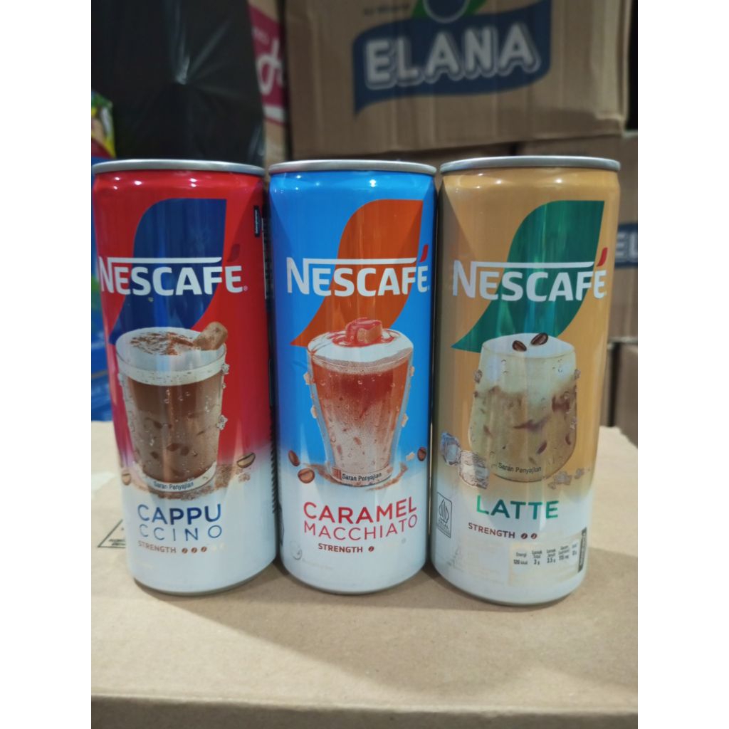 Nescafe kaleng 1 dus isi 24 kaleng / Nescafe latte cappucino caramel macchiato / kopi kaleng