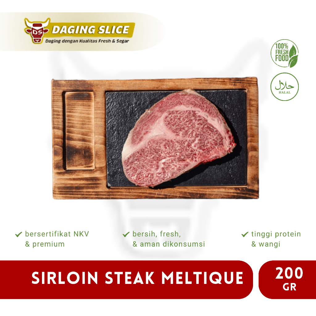 Beef Sirloin Steak 200gr Wagyu Meltique Bandung