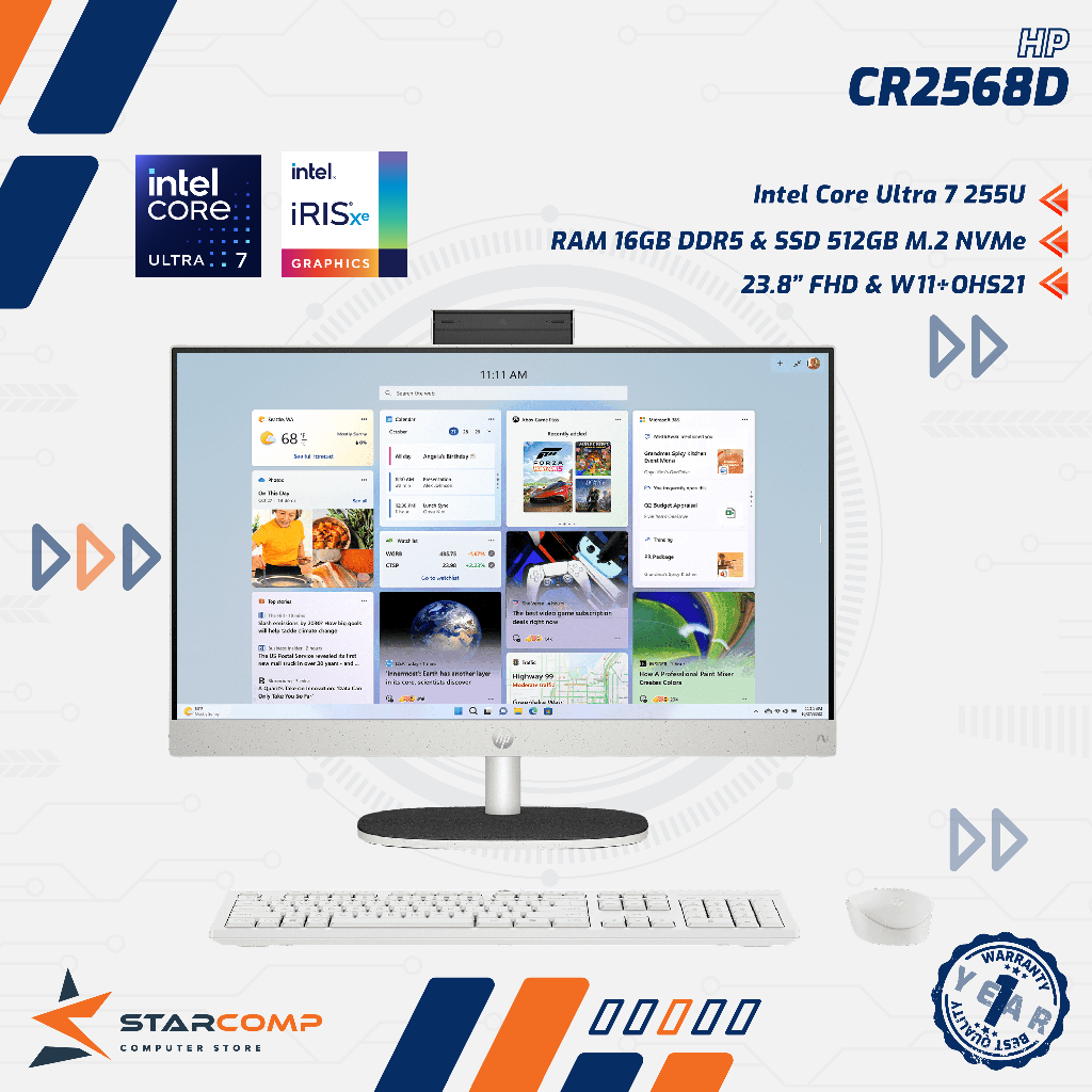 HP AIO 24 CR2568D Intel Core Ultra 7 255U 16GB 512GB 23.8" FHD W11+OHS21 All-in-One