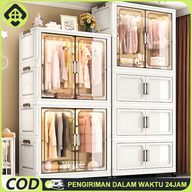 SALVO Lemari Plastik Pakaian | Anti Lembab&Debu | Organizer Serbaguna dengan Roda Halus Senyap
