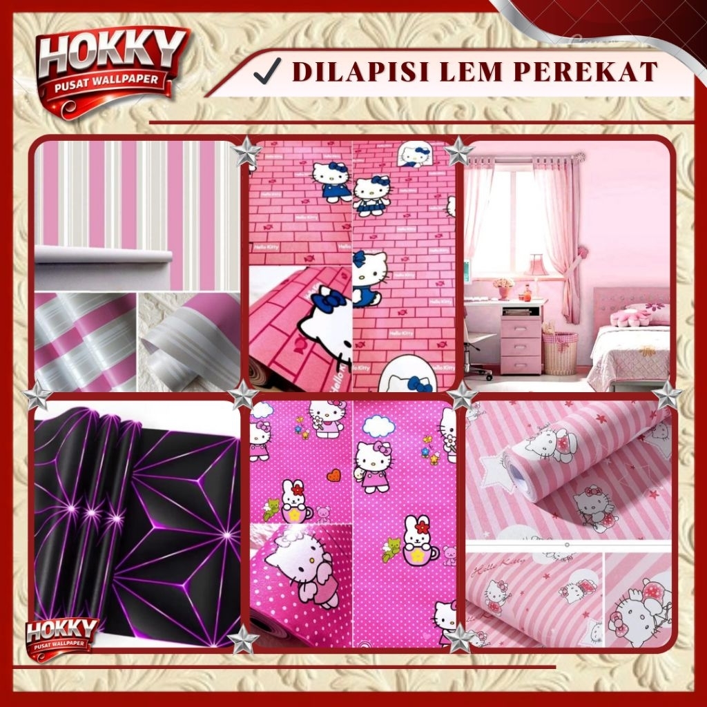 Wallpaper Dinding Motif Hello Kitty Wallpaper Sticker Dinding Kamar Anak Hello Kitty