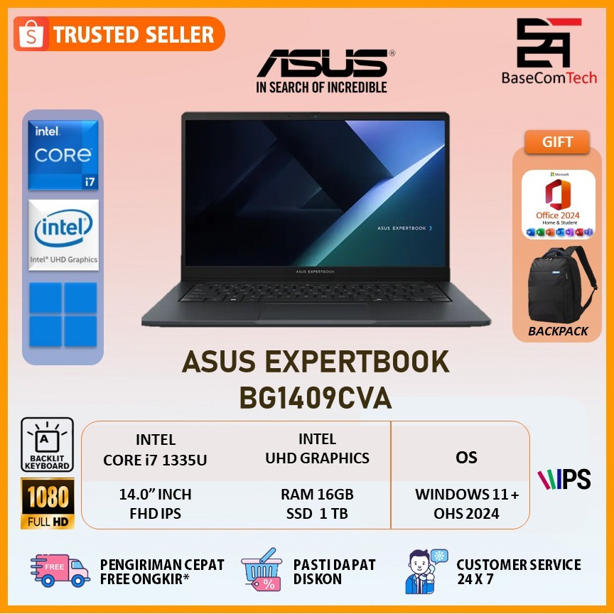 ASUS Expertbook BG1409CVA i3 i5 i7 1355 16GB 1TB SSD 14.0 Inch FHD W11 3Y - S67110W
