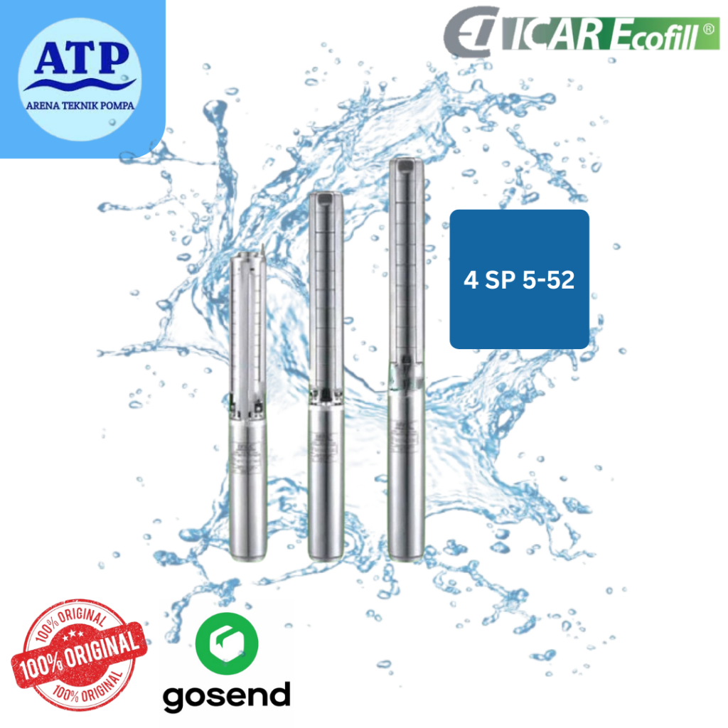 Icar Ecofill 4 SP 5-52 Pompa Submersible Deep Well Pompa Air Sumur Dalam Pompa Air Sumur Bor