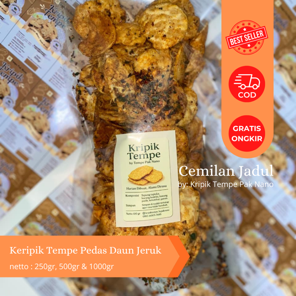 [1 Kg] Keripik Tempe Sagu Pedas Daun Jeruk
