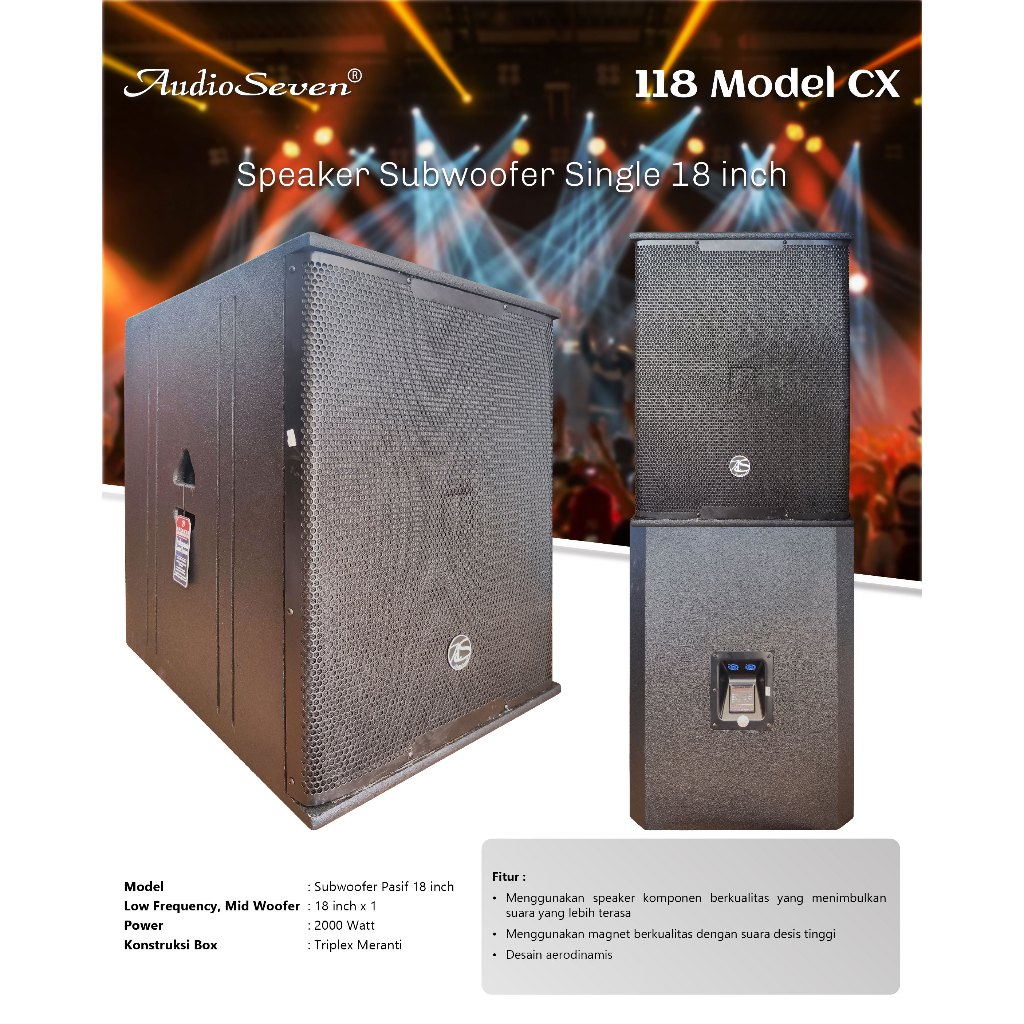 Speaker Pasif 18 inch Model CX Subwoofer Audio Seven Original High Quality