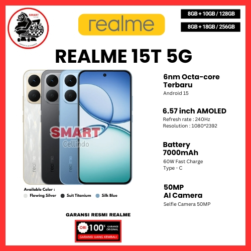 HP REALME 15T 5G 8/256GB, 15T 5G 8/128GB, 14T 5G 8/256GB, 13 5G 12/256GB, 13 8/256GB (GARANSI RESMI)