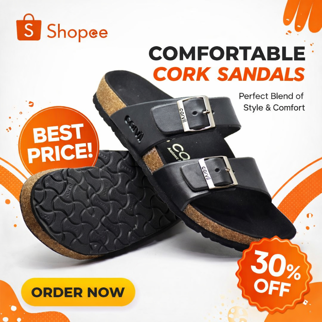 Sandal Carvil Romeo Benzo 02 Sandal Kulit Asli / Sandal Kulit Pria Carvil hitam