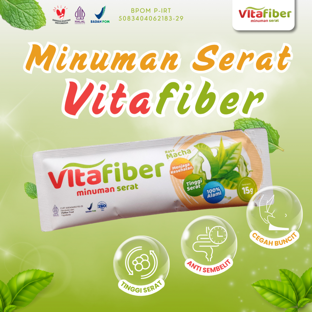 Vita Fiber Drink Rasa Matcha Kemasan Sachet 15 Gram