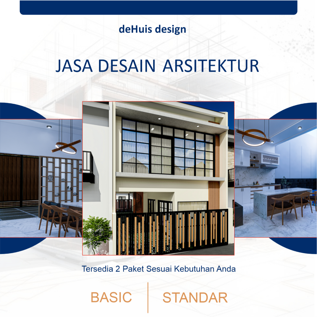 DESAIN RUMAH 2 LANTAI LENGKAP - PAKET B GAMBAR ARSITEKTUR, STRUKTUR, & VISUAL 3D