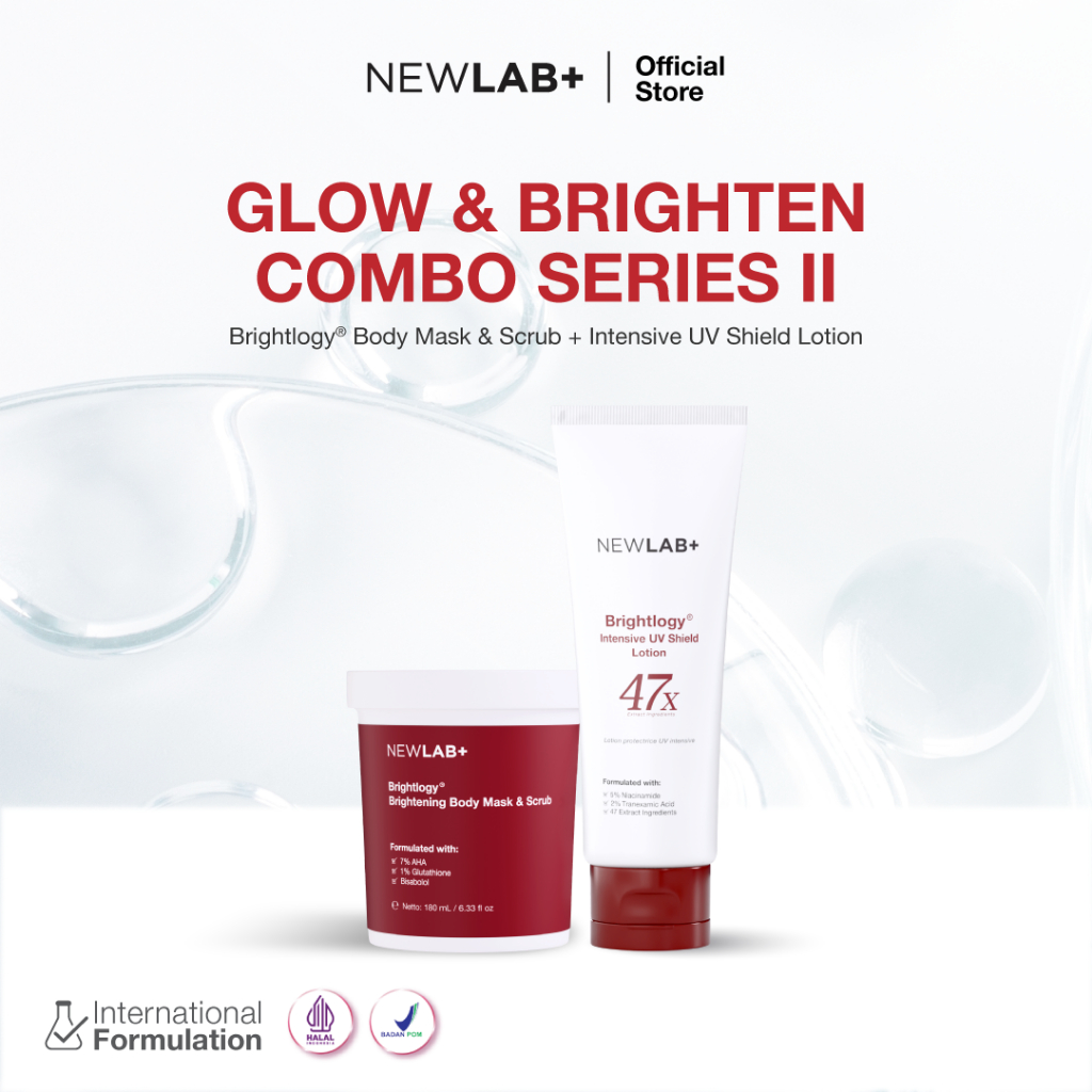 NEWLAB Glow & Brighten Combo Series | Brightlogy Body Mask & Scrub + Body Lotion | Body Care | Paket