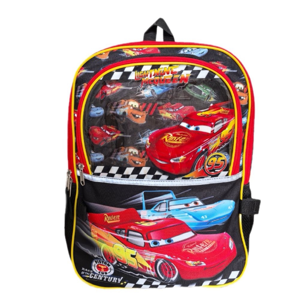 Tas Ransel Sekolah Anak Disney Cars Lightning McQueen Rust-Eze SD Hitam Backpack Laki Laki Original 