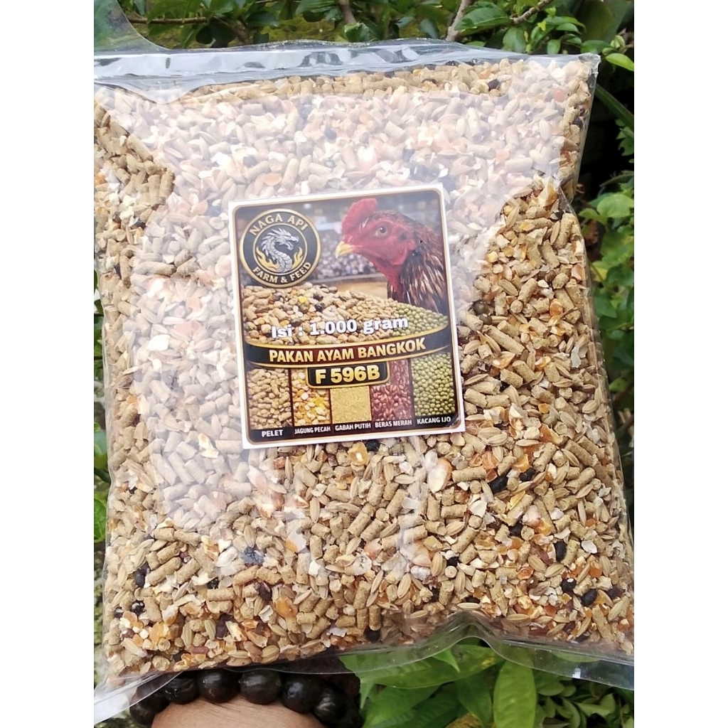 PAKAN Campuran Ayam Bangkok/pakan komplit/pelet/jagung pecah/beras merah/gabah putih/kacang ijo/1kg