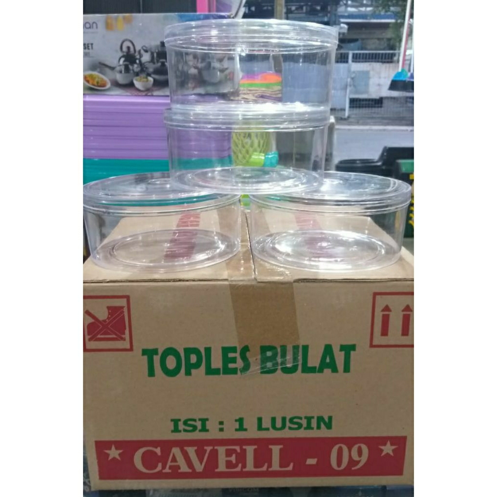 toples bulat nastar,toples kue kering cavell  500gram (1dus 12bh)