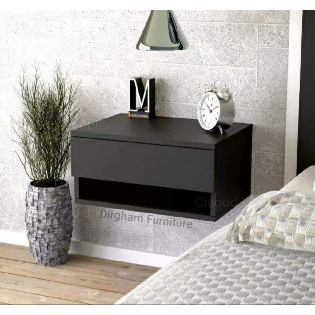 NK01 Nakas Gantung Nakas dinding 1 laci Nakas Samping Tempat Tidur