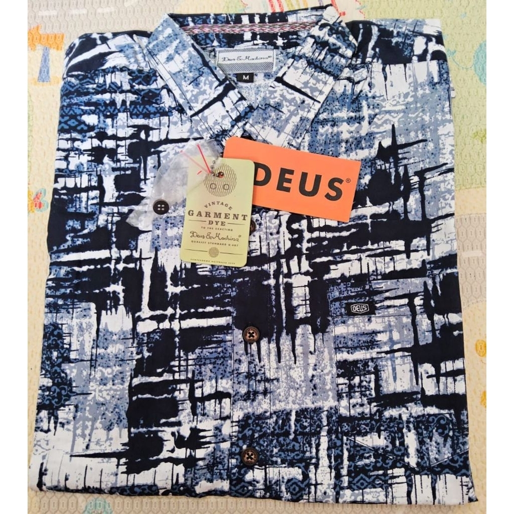 Kemeja Deus ex Machina Original Navy Gray Corak uk. M