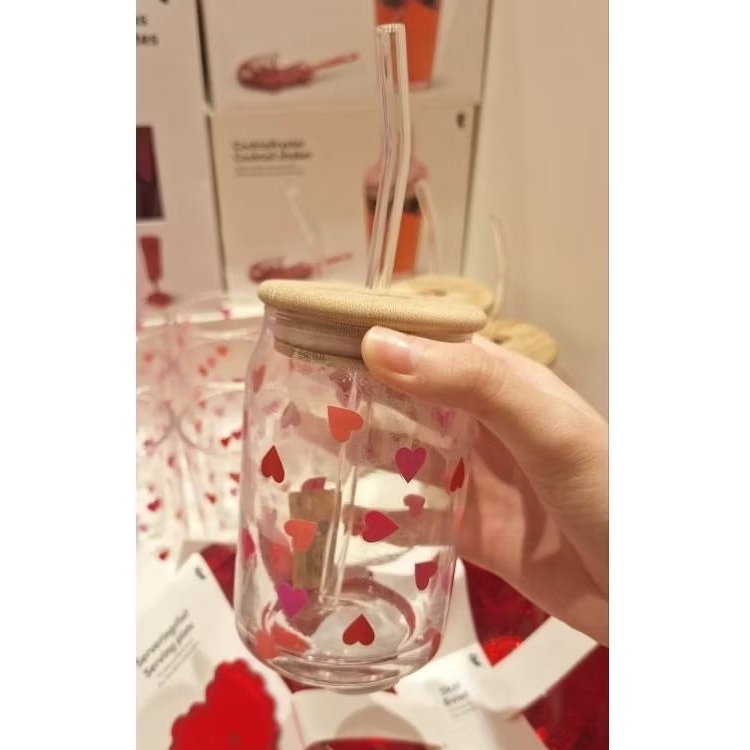 glass jar with glass straw bamboo flying tiger |bamboo glass jar flying tiger