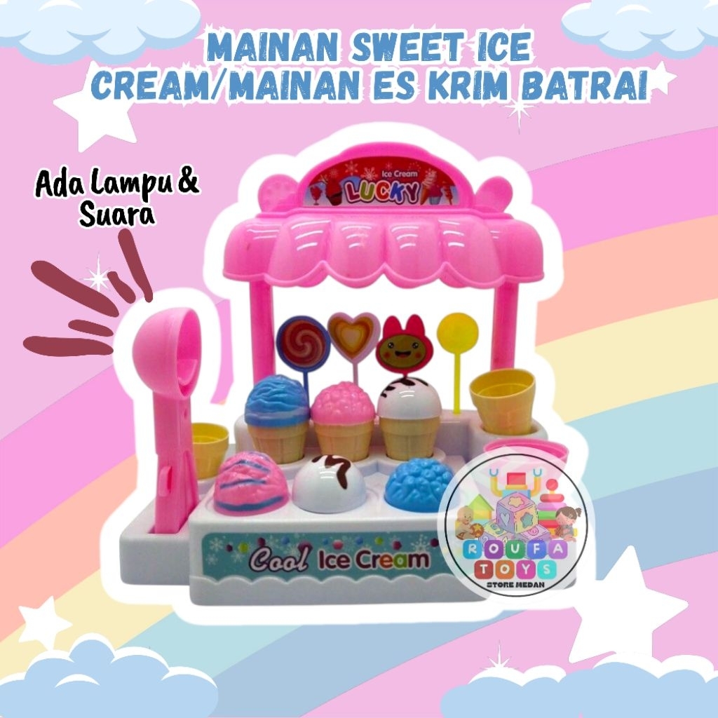 Mainan Anak Ice Cream Candy House LI 1 / Mainan Anak Gerobak Ice Cream Set Nyala Dan Bunyi/Gerobak E