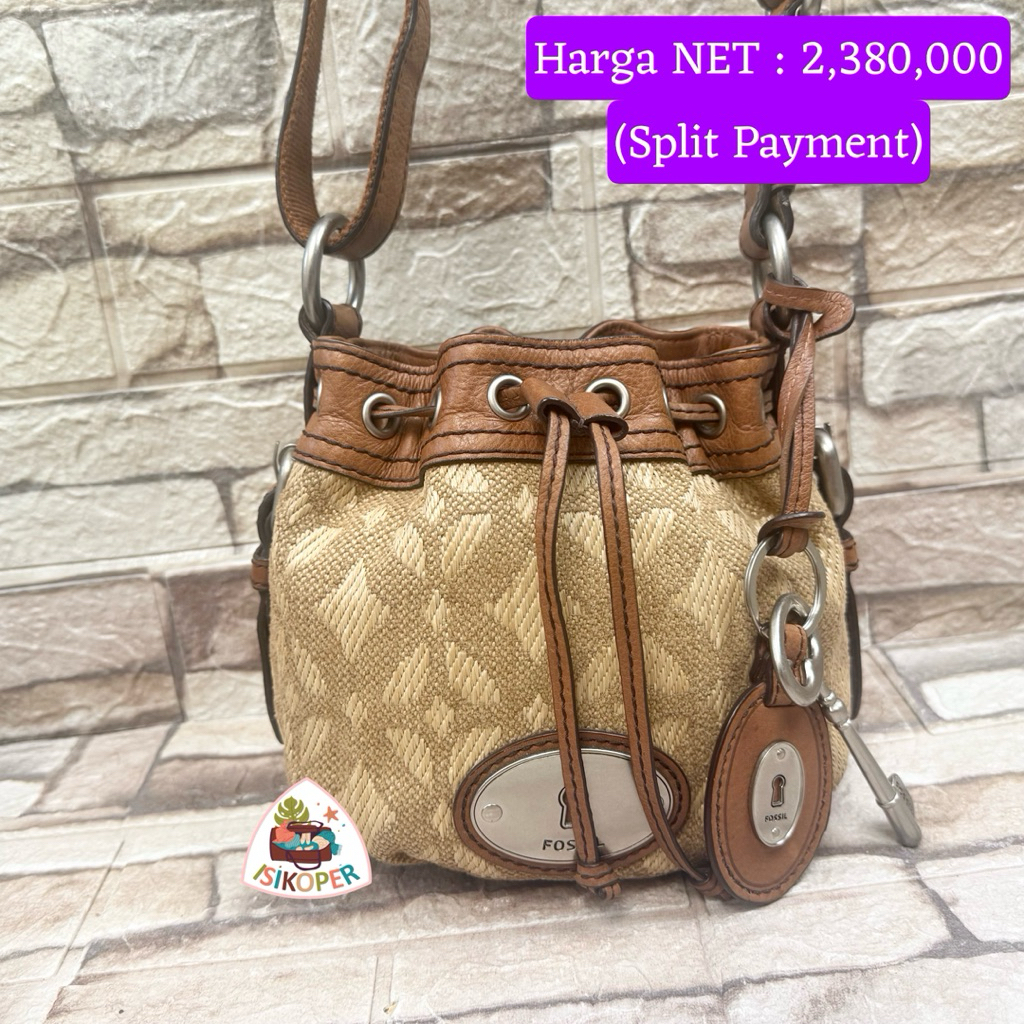 563# NET-Preloved Fossil Maddox Drawstring Serut Mini Woven