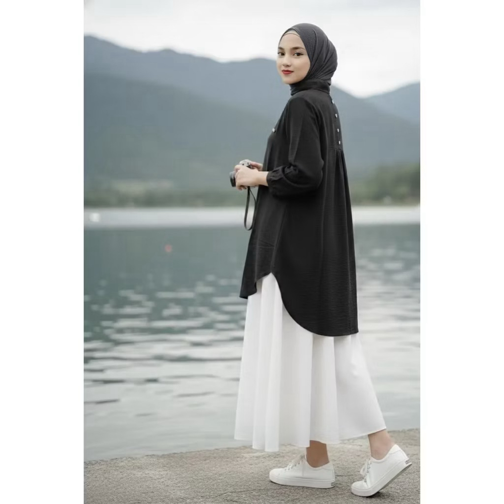 Atasan Tunik Rempel Wanita | Kemeja Rempel Susun Rayon Premium | Busui Friendly