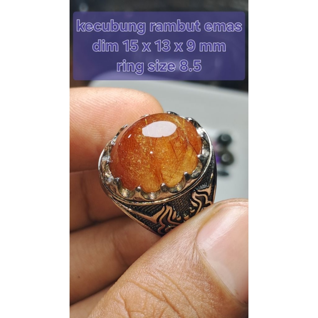 cincin kecubung rambut emas