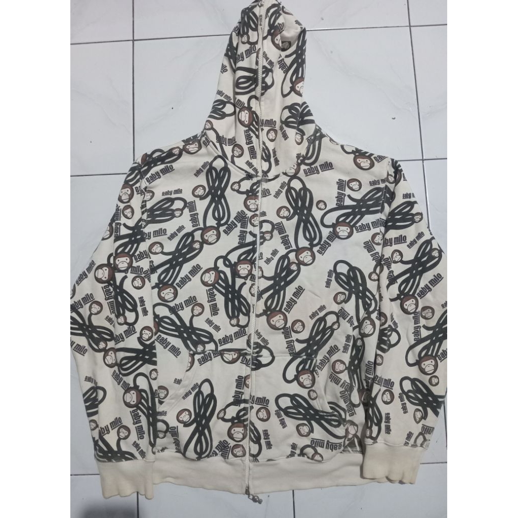 Hoody ziper baby milo x bathing ape AOP second