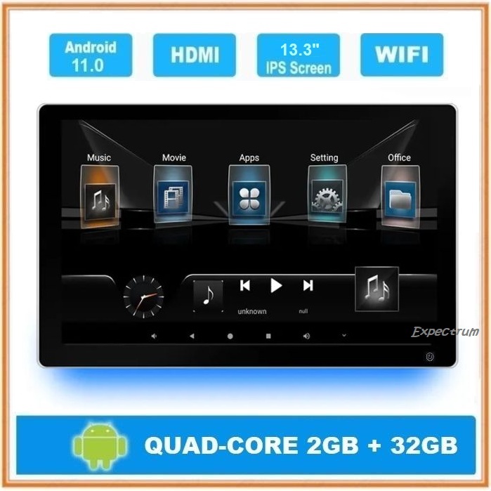 TV Headrest 13.3" ANDROID System, IPS TOUCH SCREEN, AV, HDMI