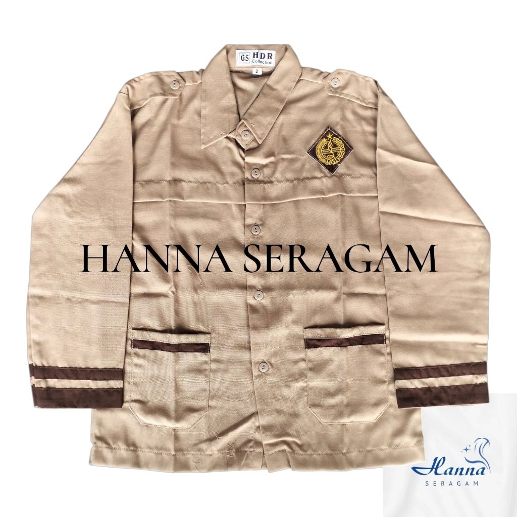 baju Pramuka siaga lengan panjang/kemeja laki2/perempuan/seragam sekolah/SD/MI/TK