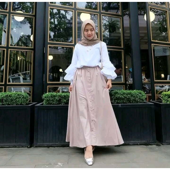 Tara blus Set (One Set blouse Skirt Melayu Bahan Wolfice Crinkle Anti UV) Rok Blouse Jumbo Wolfis Pr