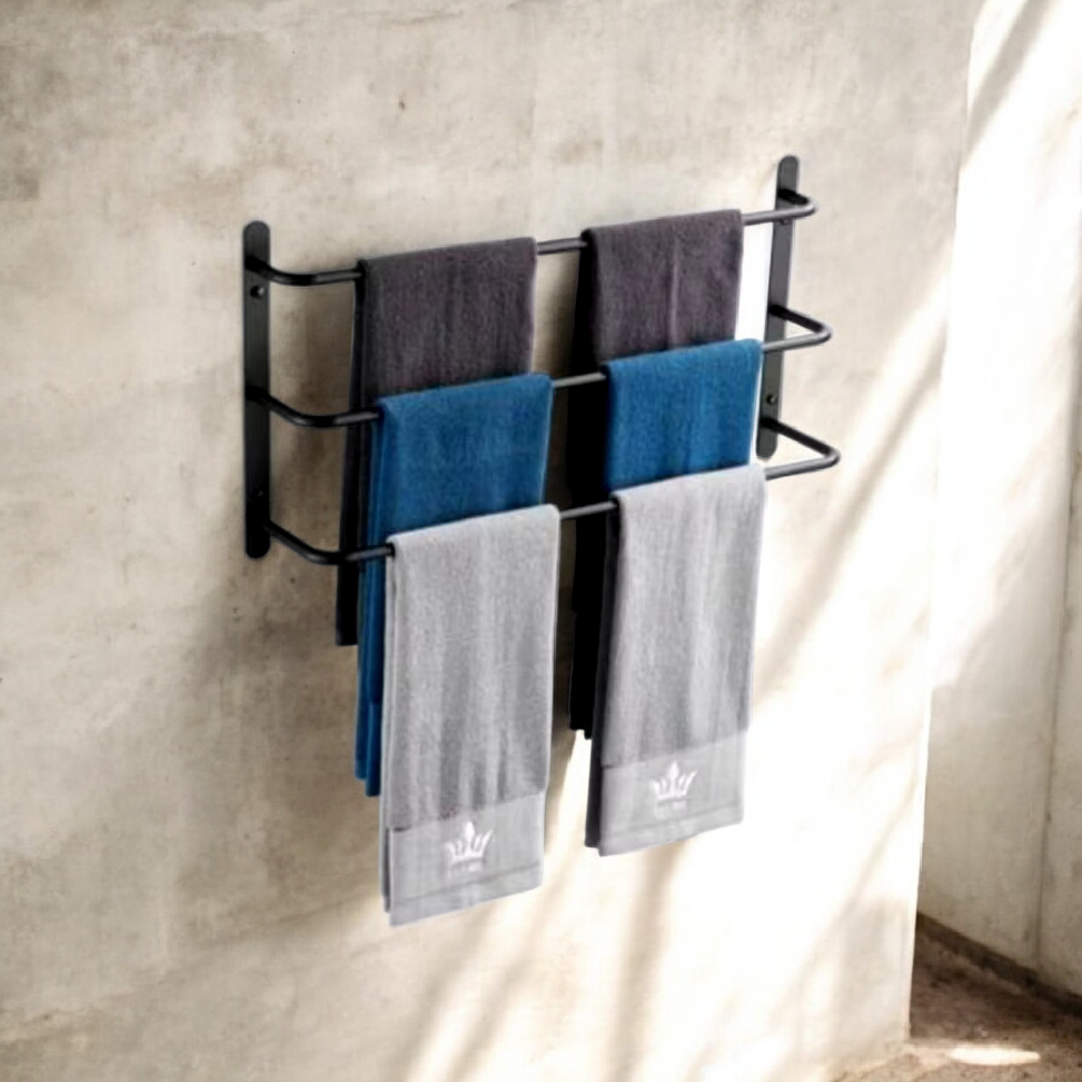 Gantungan Handuk Susun, Rak Handuk Tempel Dinding Besi 2 Susun 3 Susun
