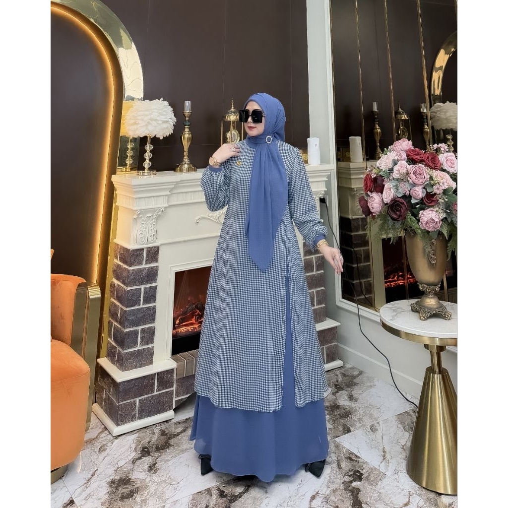 New Khadijah Set Jilbab Motif Biru // COD