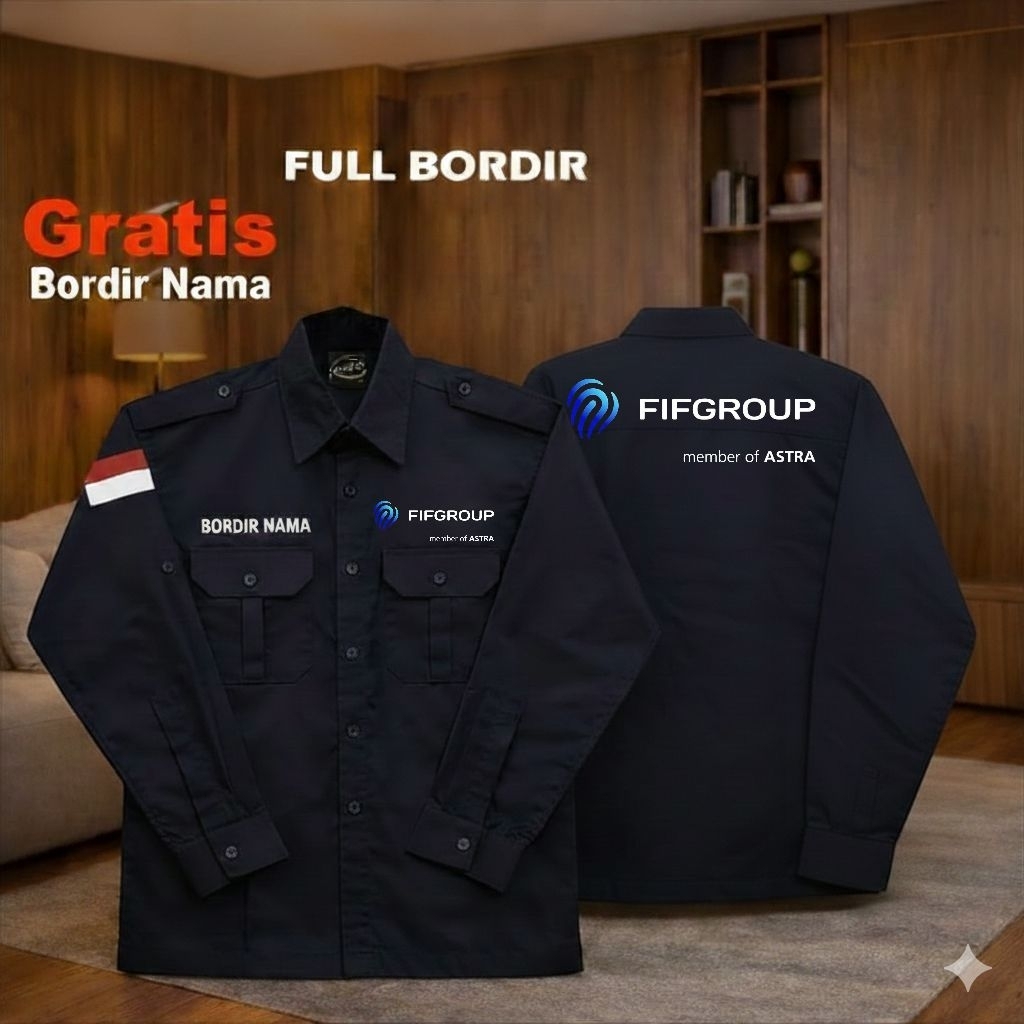 kemeja fif baju pdh FIF GROUP finance hitam panjang