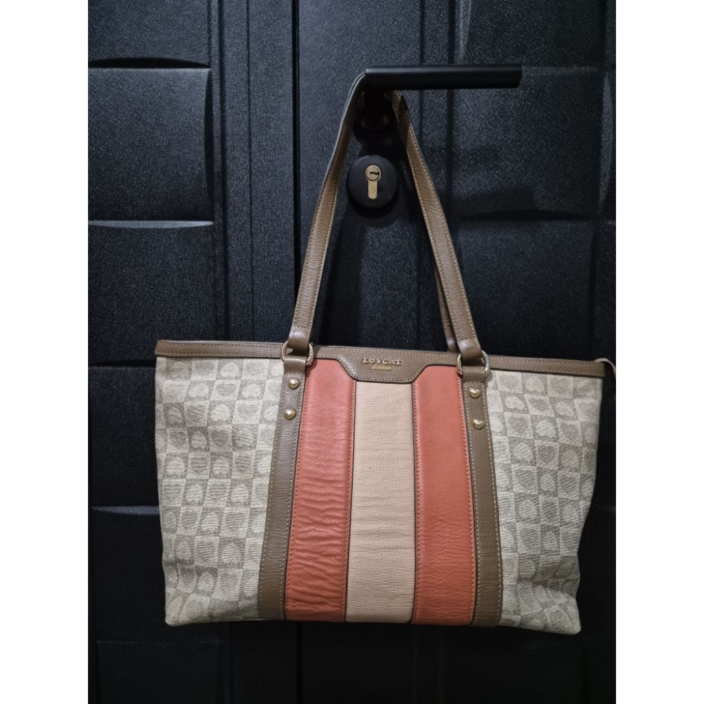 Tas tote kanvas mix kulit Lovcat