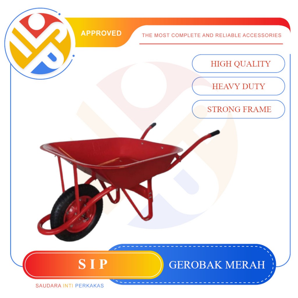 Angkong Merah Gerobak Dorong Material Bangunan Heavy Duty