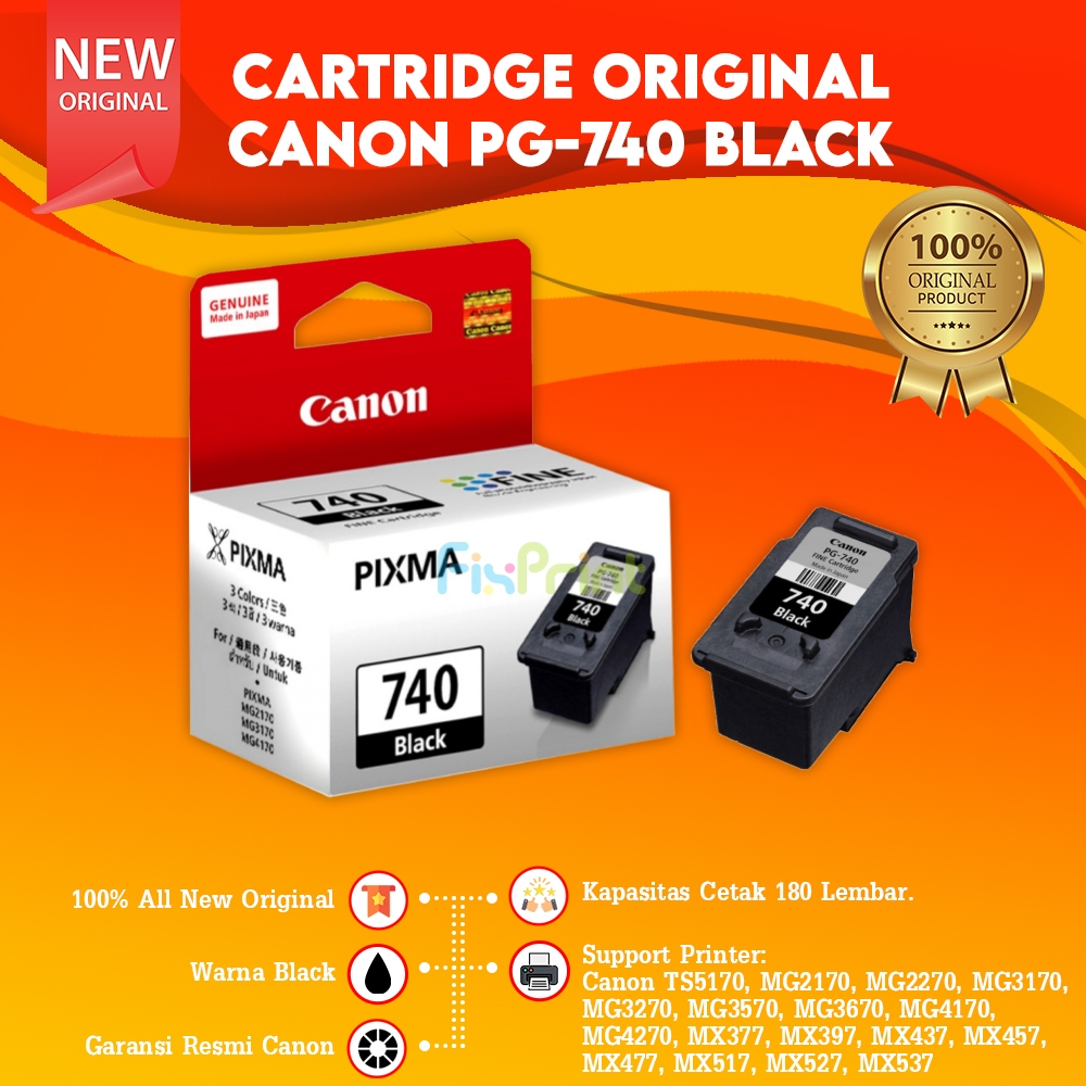 Cartridge Tinta Canon PG740 PG-740 Printer MG4170 MG4270 MX377 MX397