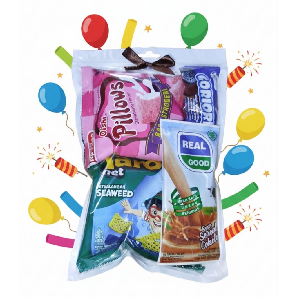 HAMPERS SNACK ULANG TAHUN DENGAN SUSU / SNACK ULANG TAHUN / AQIQAH / KHITAN / TEDHAK SINTEN / MINI G