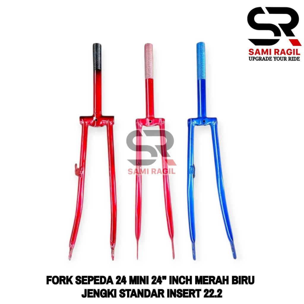FORK SEPEDA 24 MINI GARPU POROK 24" INCH MERAH BIRU JENGKI STANDAR INSERT 22.2 GARBU STANDAR ULIR DR