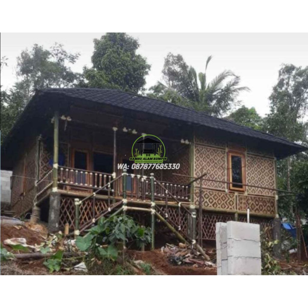 RUMAH BAMBU ATAP GENTENG MULTI ROOF/ HARGA PER METER