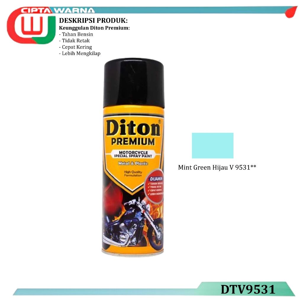 Cat Semprot Diton Premium Vespa Color Pastel Mint Green Hijau V 9531** - A7 CWJ