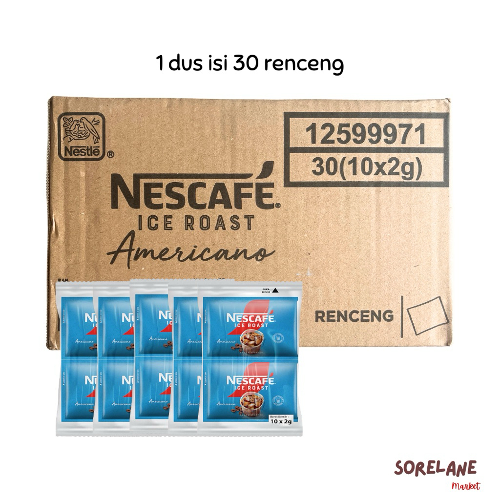 KARTON Nescafe Ice Roast Americano Coffee | 1 dus isi , 30 renceng , 300pcs | Kopi Hitam Kopi Instan