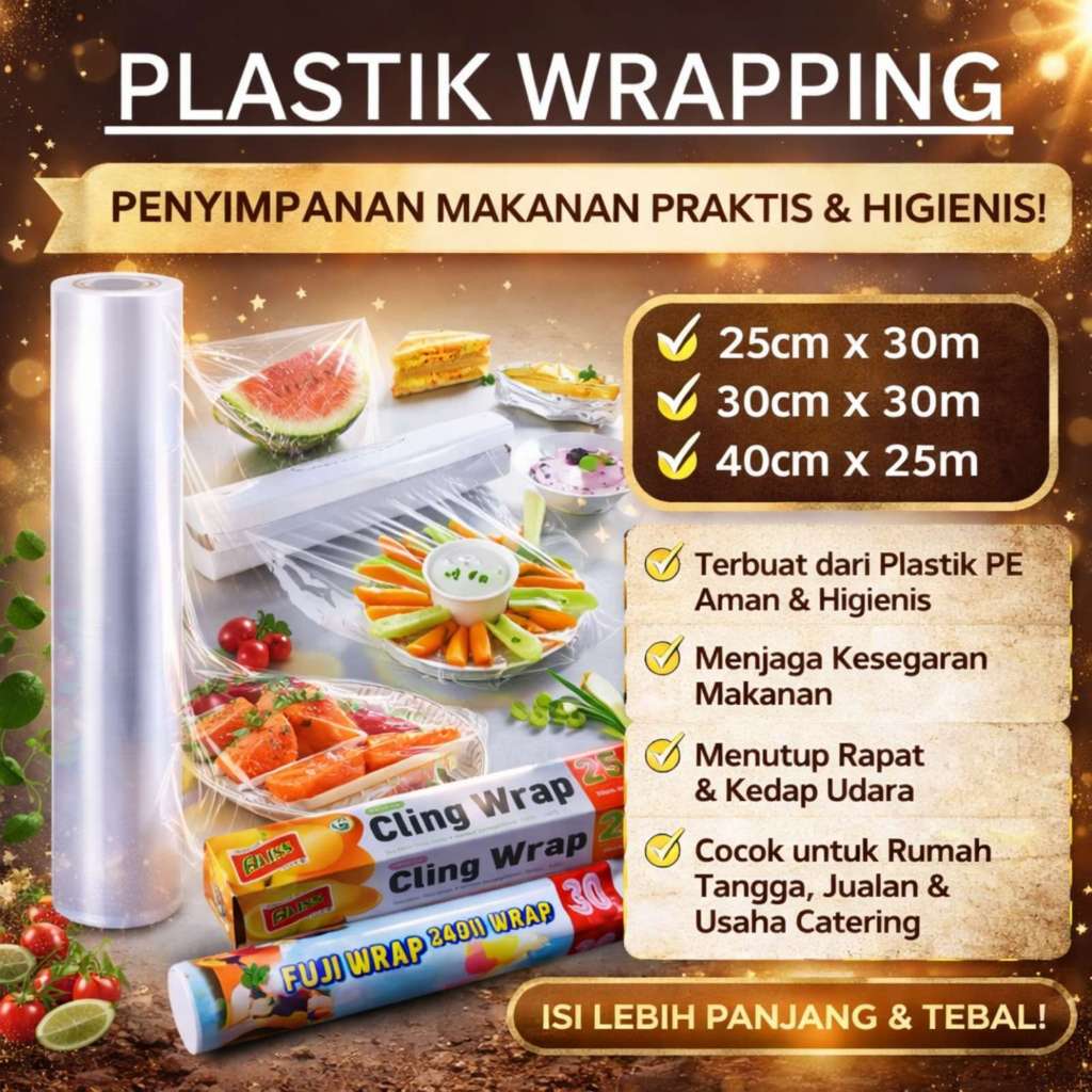 Plastik Wrapping Uk 25cm x 30 m / 30cm x 30m / 40cm x 25m, Plastik Wrap, plastik Pembungkus sayur