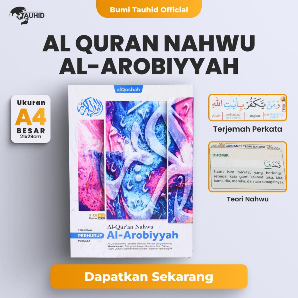 Mushaf Nahwu Al Arobiyyah A4 Alquran Nahwu Tajwid Warna dan Terjemah Perkata