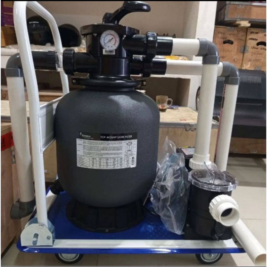 Paket Pompa Vacum Kolam Renang Portable Troli Mesin Pompa Kolam