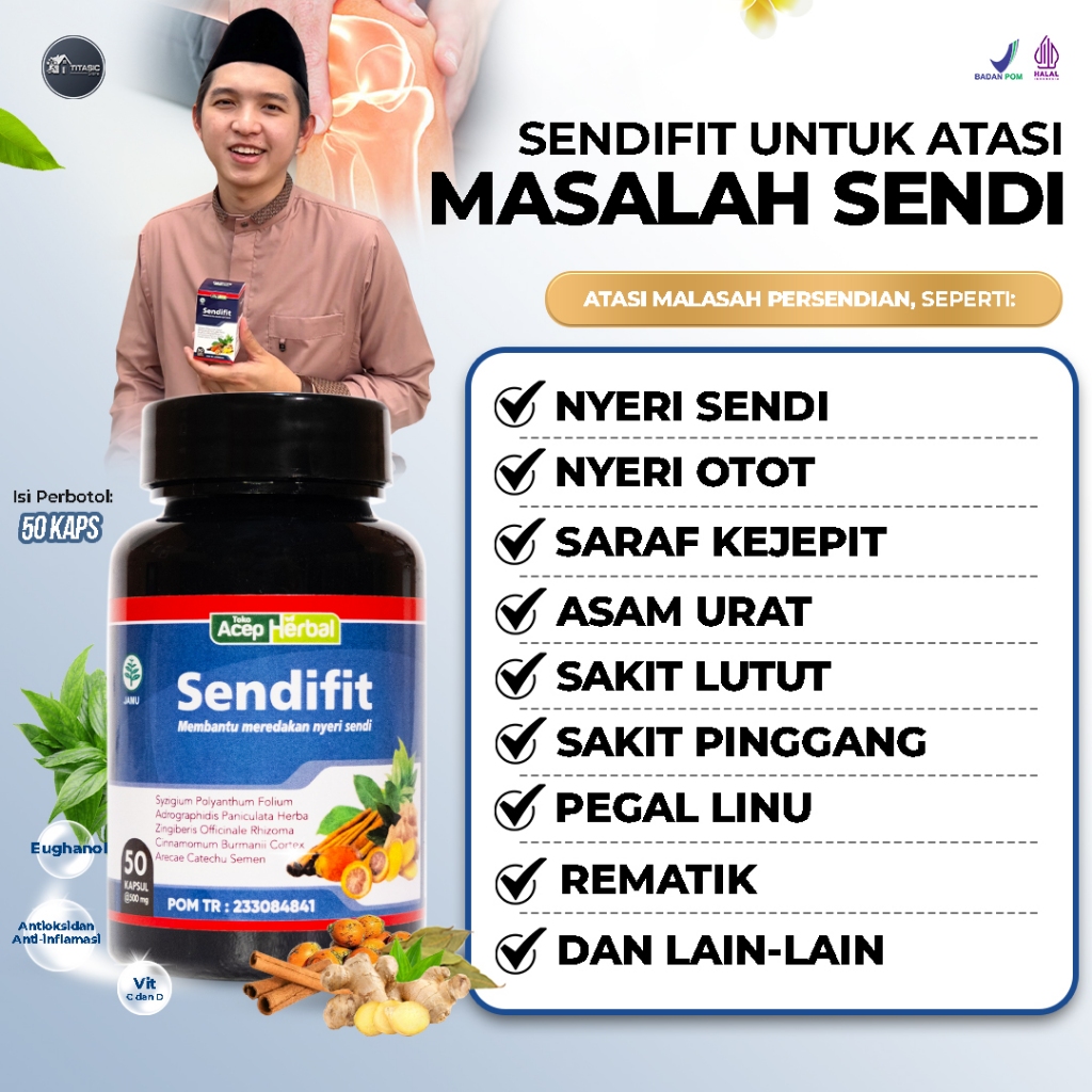 Sendifit Original Obat Nyeri Sendi Asam Urat Saraf Kejepit Sakit Lutut Nyeri Otot Pegal Linu Rematik